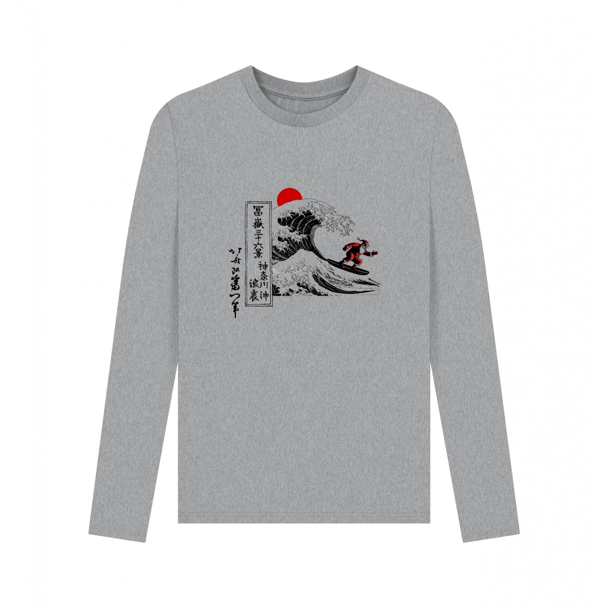 Athletic Grey - Front - Apoh Unisex Adult Santa Great Wave Hokusai T-Shirt