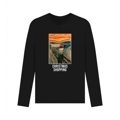 Black - Front - Apoh Unisex Adult Christmas Shopping Edvard Munch Long-Sleeved T-Shirt