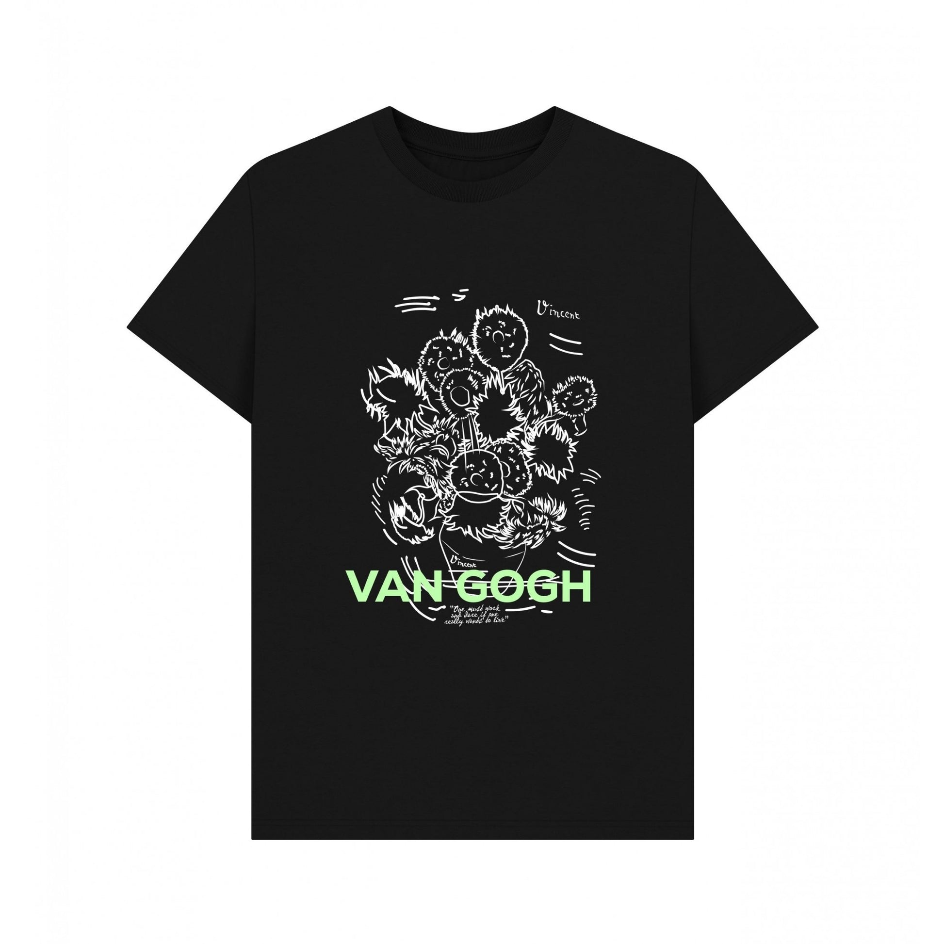 Black - Front - Apoh Unisex Adult Sunflowers Scribble Vincent Van Gogh T-Shirt