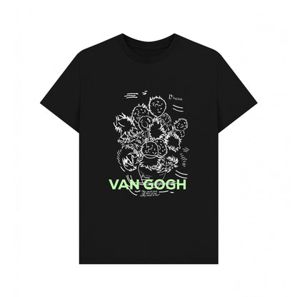 Black - Front - Apoh Unisex Adult Sunflowers Scribble Vincent Van Gogh T-Shirt