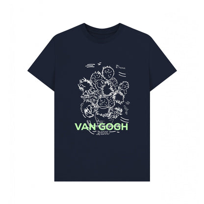 Navy Blue - Front - Apoh Unisex Adult Sunflowers Scribble Vincent Van Gogh T-Shirt