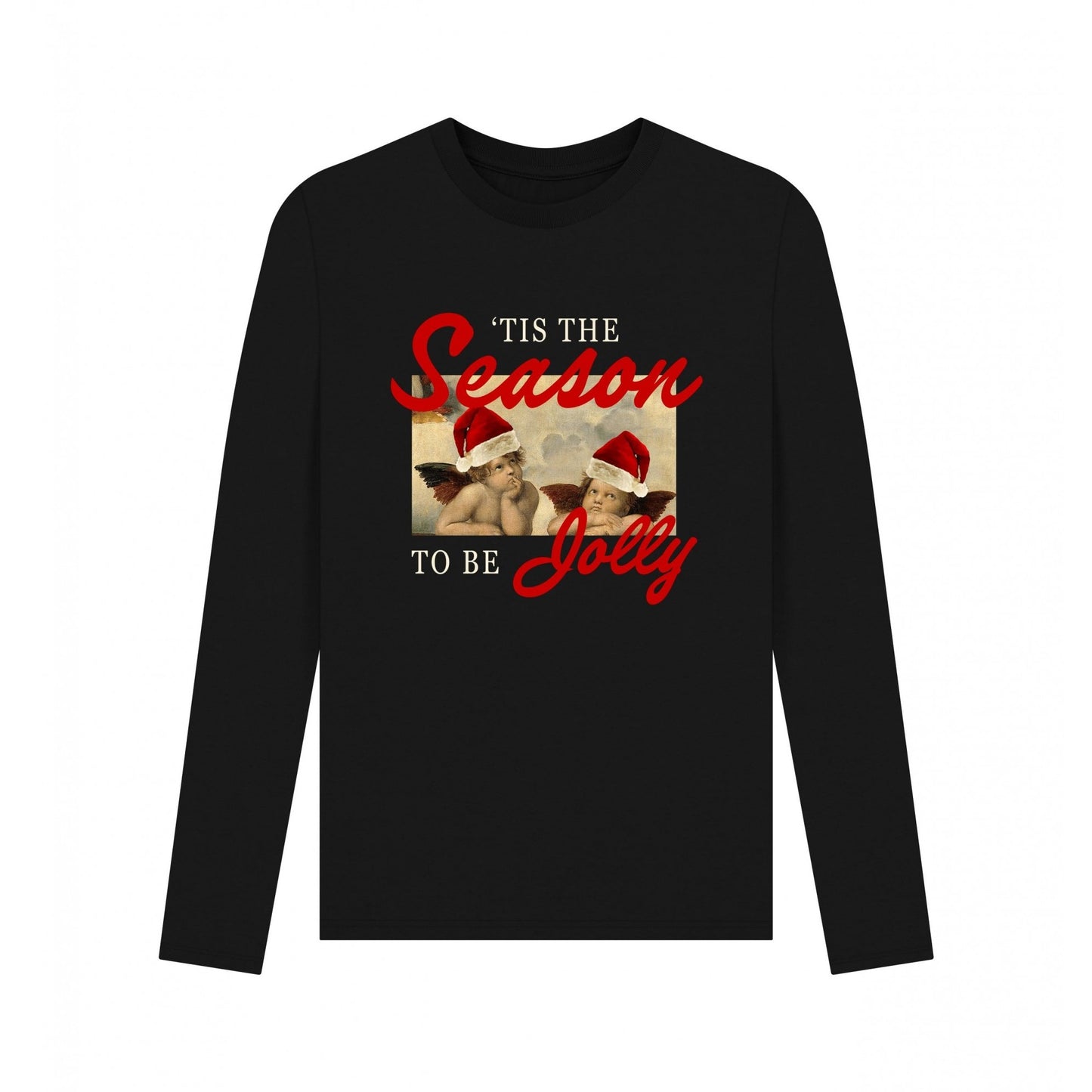 Black-Black - Front - Apoh Unisex Adult Tis The Season To Be Jolly Raphael Long-Sleeved T-Shirt