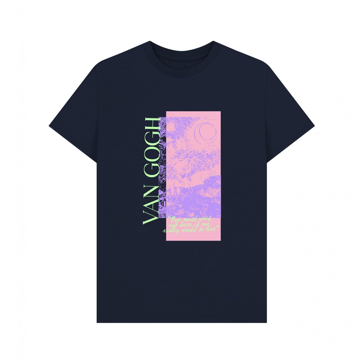 Navy Blue - Front - Apoh Unisex Adult Starry Night Scribble Vincent Van Gogh T-Shirt