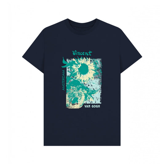 Navy Blue - Front - Apoh Unisex Adult Sunflowers Vincent Van Gogh T-Shirt