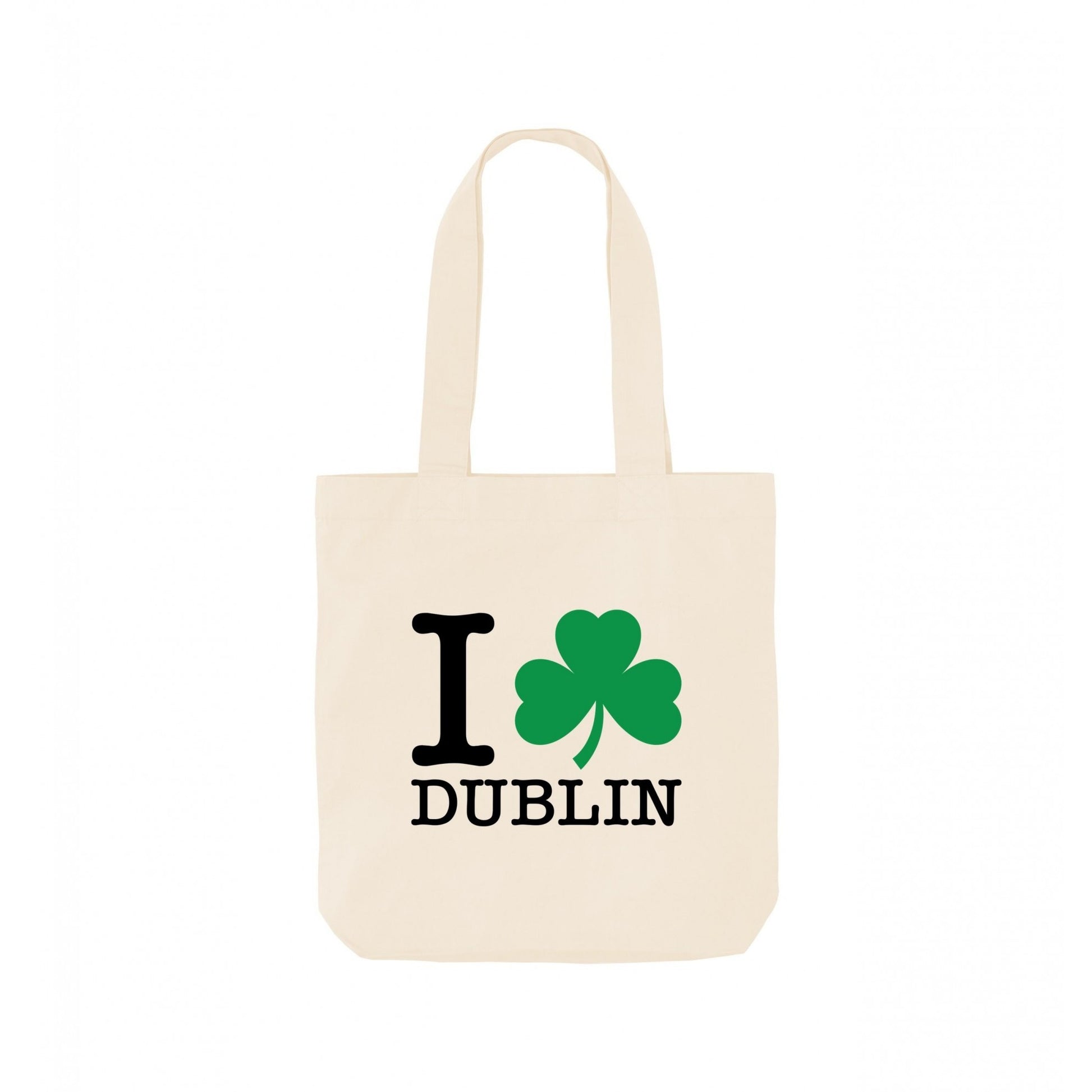 Natural - Front - Apoh I Heart Dublin Shamrock Tote Bag