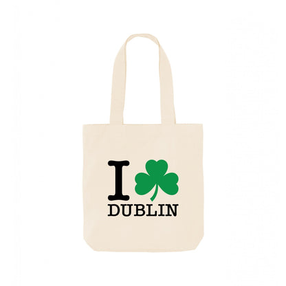 Natural - Front - Apoh I Heart Dublin Shamrock Tote Bag