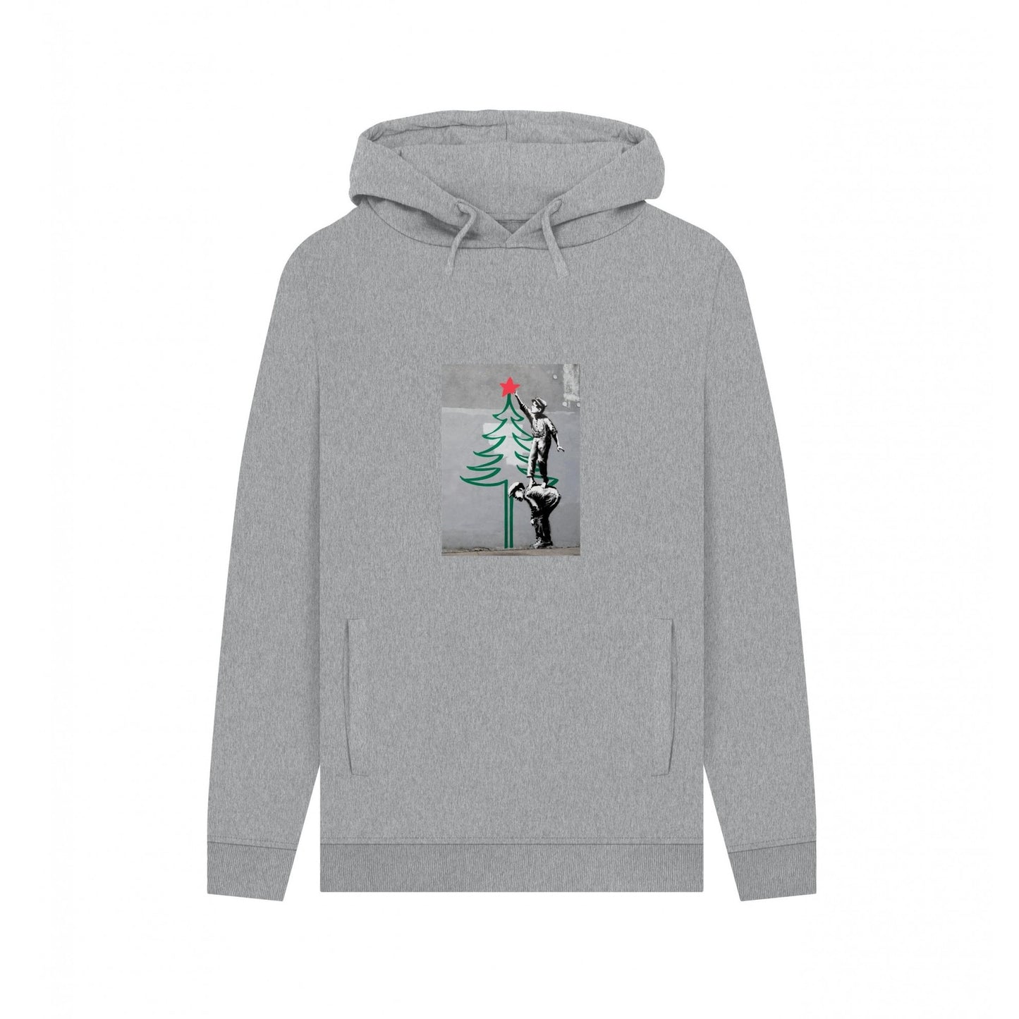 Light Heather - Front - Apoh Unisex Adult Christmas Tree Banksy Hoodie