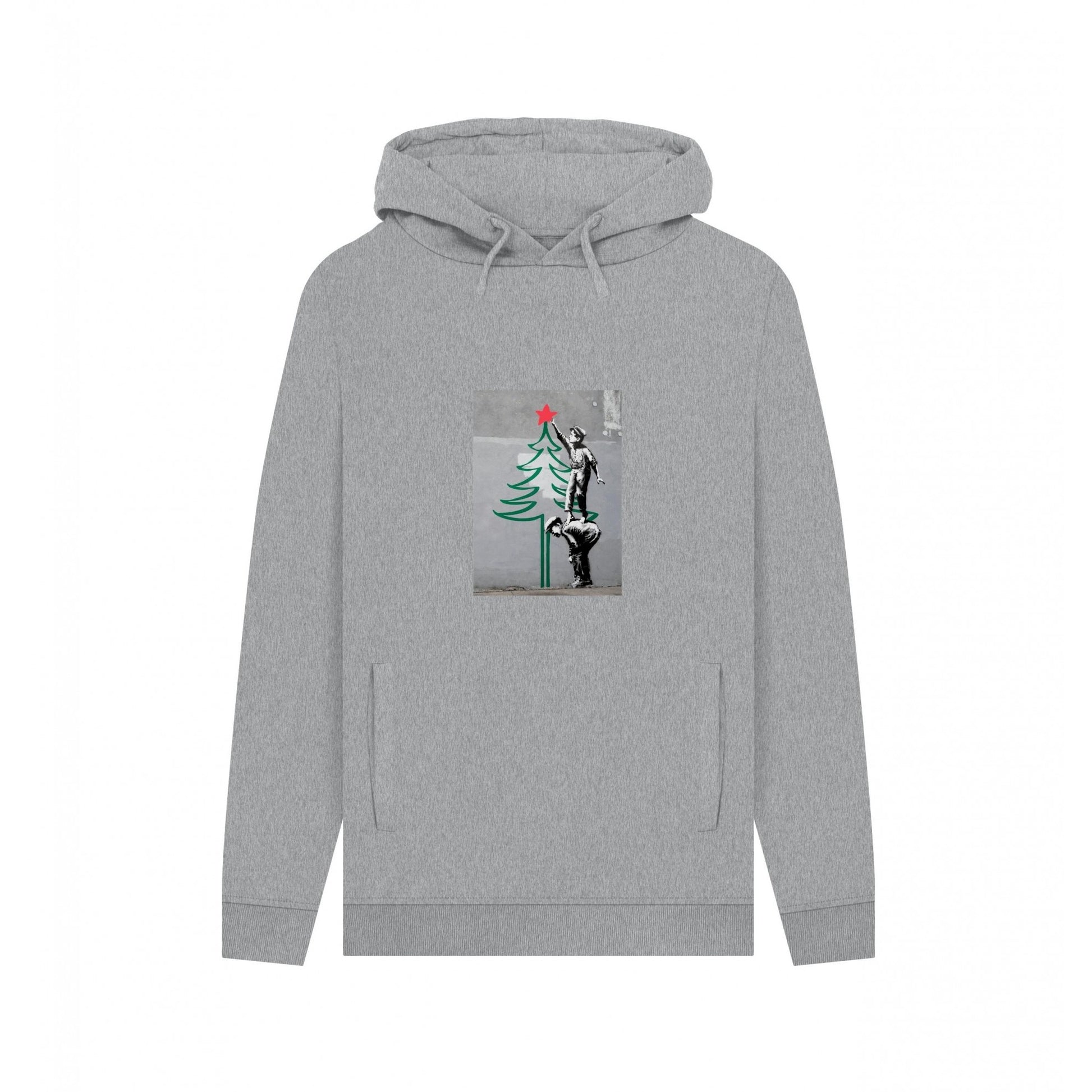 Light Heather - Front - Apoh Unisex Adult Christmas Tree Banksy Hoodie