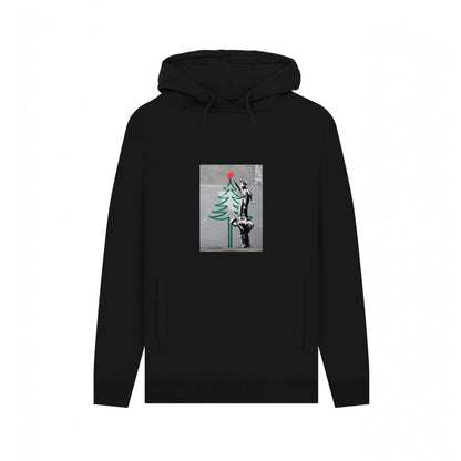 Black - Front - Apoh Unisex Adult Christmas Tree Banksy Hoodie