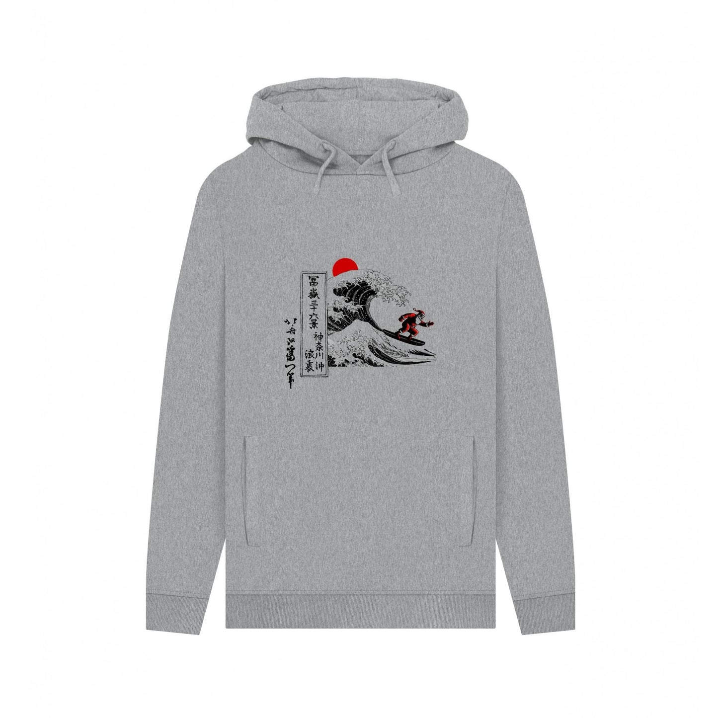 Light Heather - Front - Apoh Unisex Adult Santa Great Wave Hokusai Hoodie