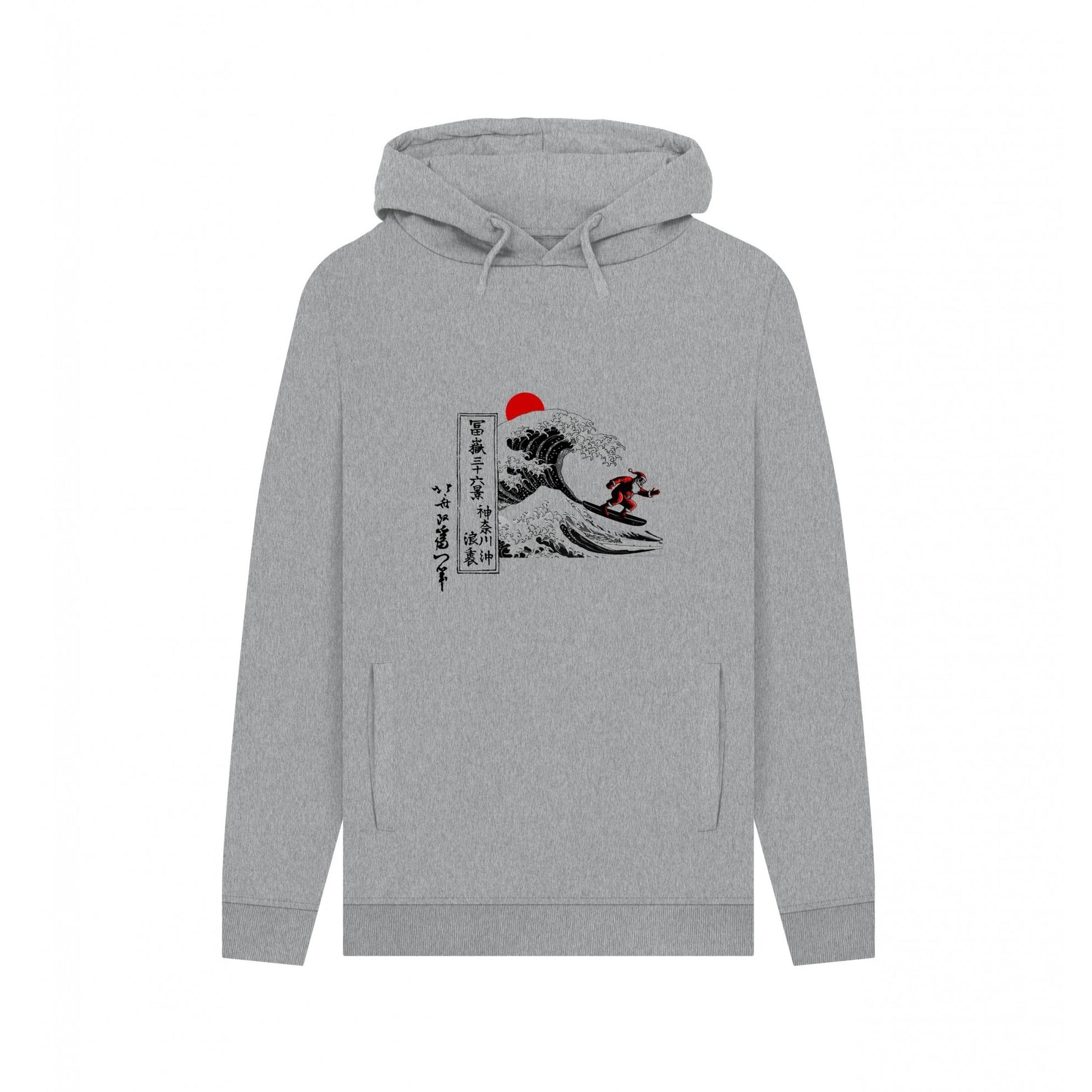 Light Heather - Front - Apoh Unisex Adult Santa Great Wave Hokusai Hoodie