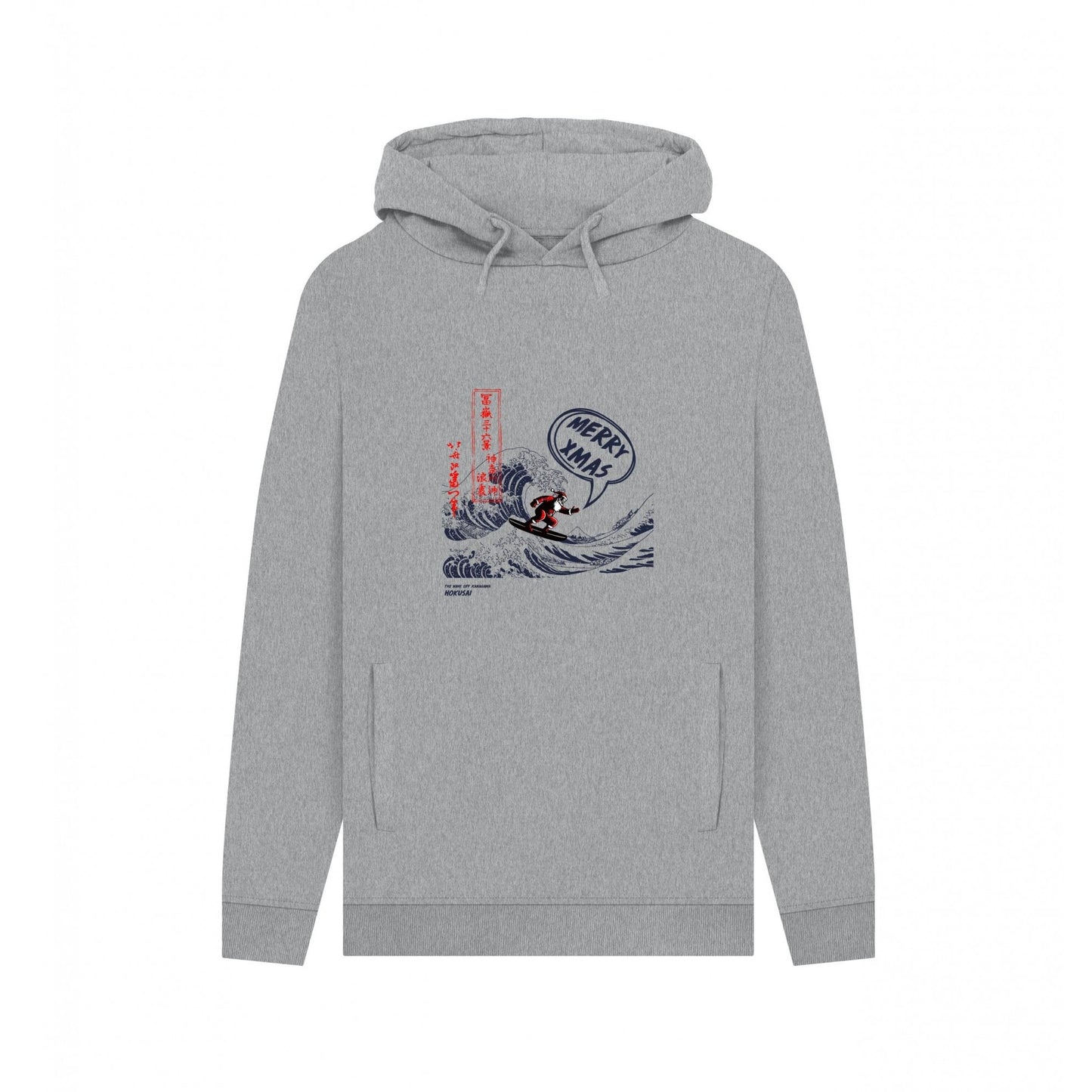 Light Heather - Front - Apoh Unisex Adult Santa Great Wave Merry Xmas Hokusai Hoodie