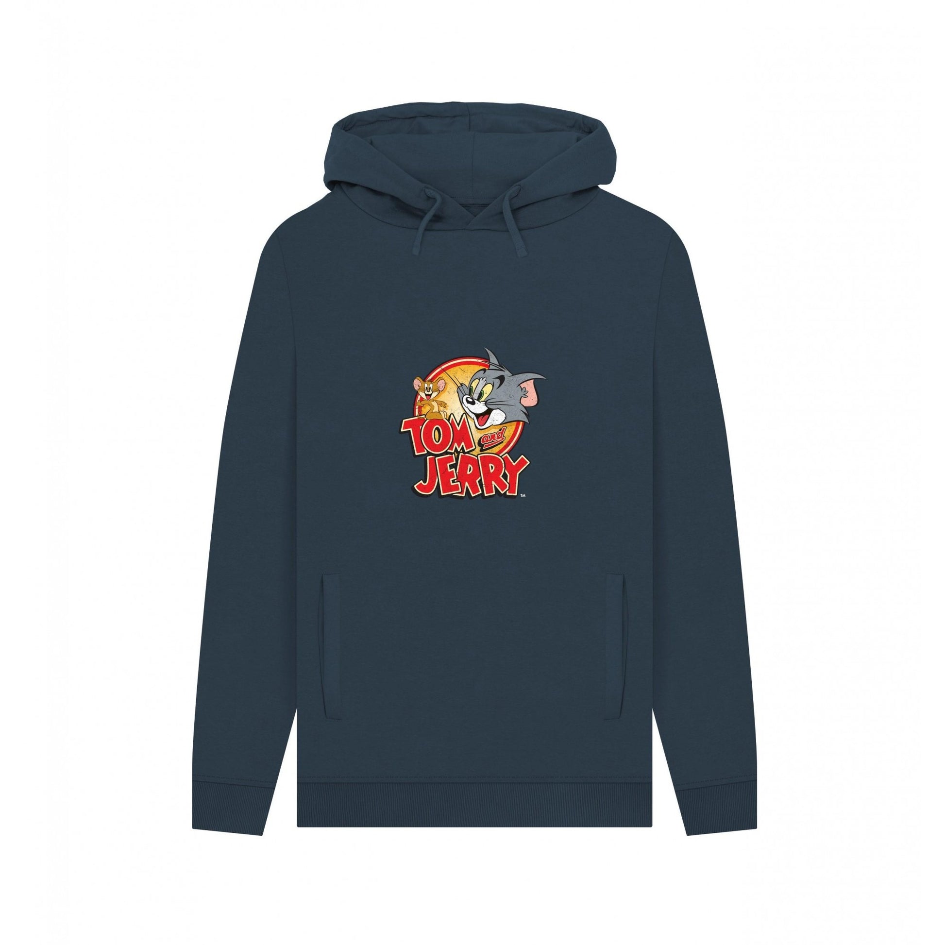 Navy - Front - Tom And Jerry Unisex Adult Graphic Vintage Hoodie
