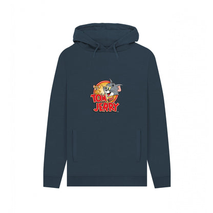 Navy - Front - Tom And Jerry Unisex Adult Graphic Vintage Hoodie