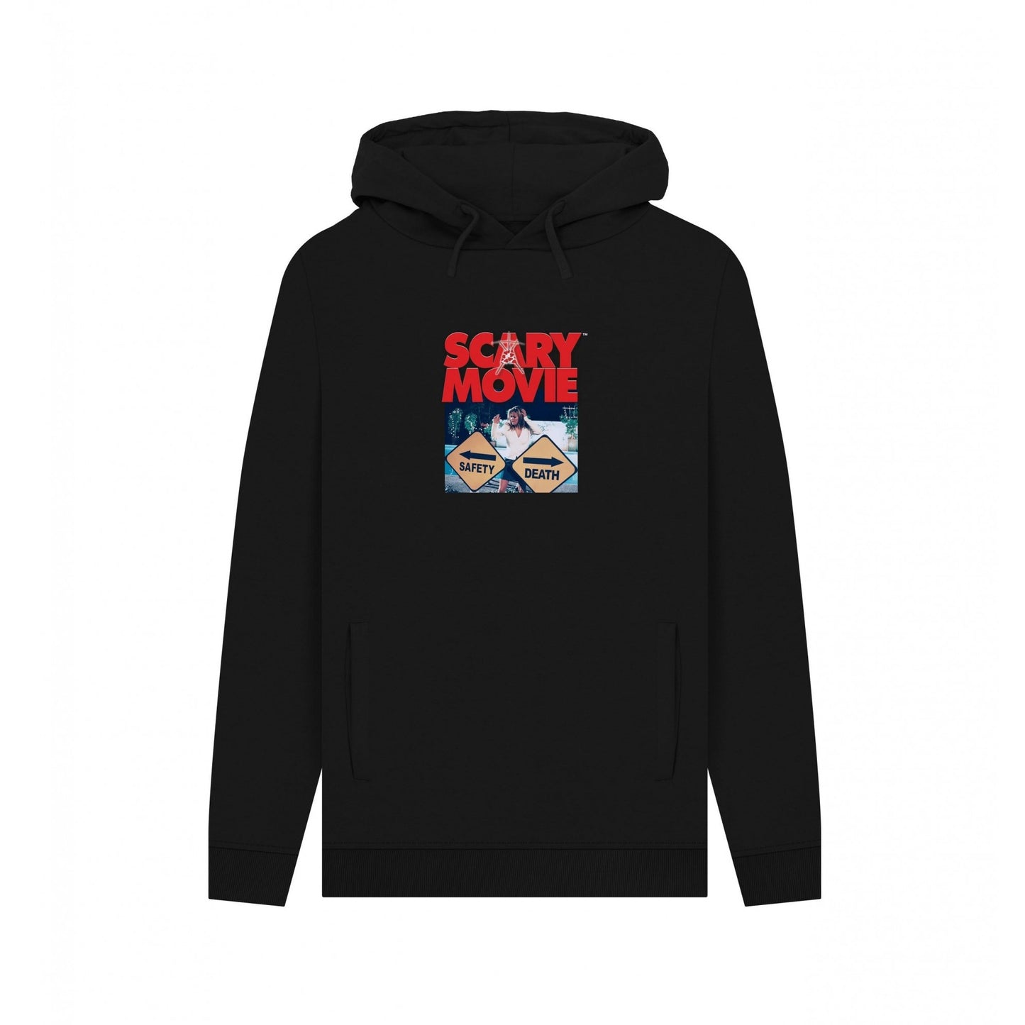 Black - Front - Scary Movie 3 Unisex Adult Safety Vs Death Hoodie