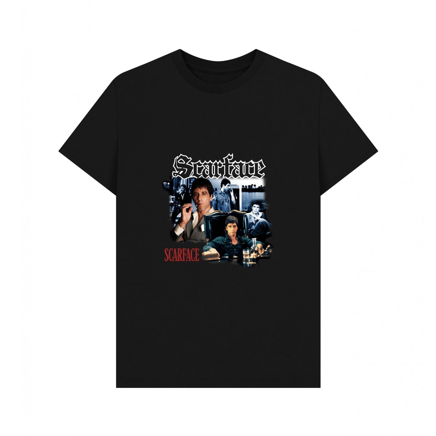 Black - Front - Scarface Unisex Adult Homage Vintage T-Shirt