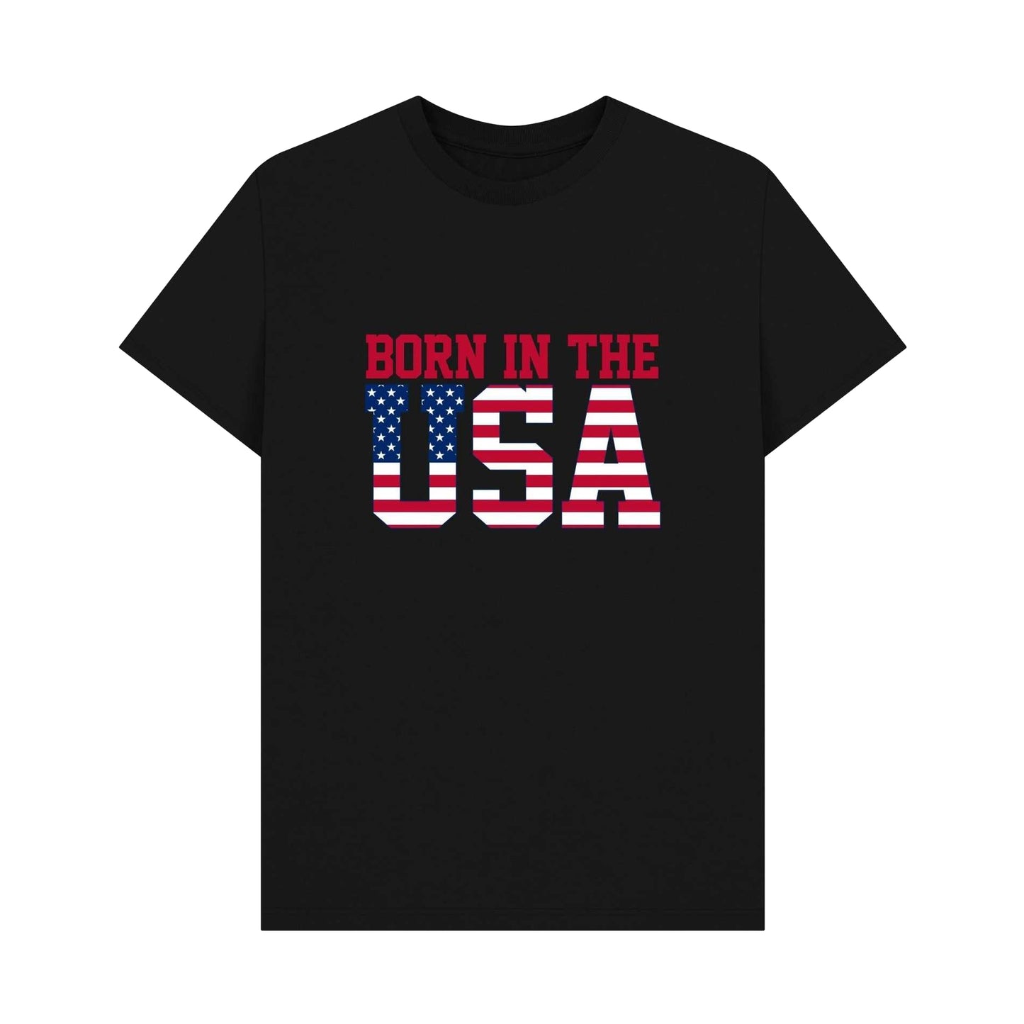Black - Front - Apoh Unisex Adult Born In The USA Graphic T-Shirt