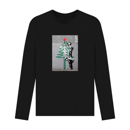 Athletic Grey - Front - Apoh Unisex Adult Banksy Long-Sleeved Christmas T-Shirt