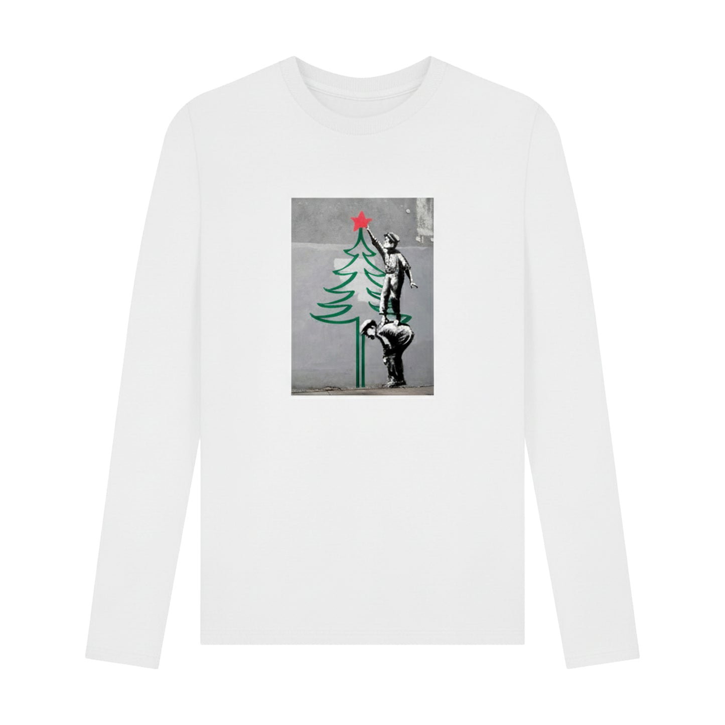 Black - Front - Apoh Unisex Adult Banksy Long-Sleeved Christmas T-Shirt