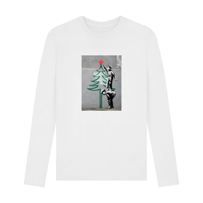 Black - Front - Apoh Unisex Adult Banksy Long-Sleeved Christmas T-Shirt
