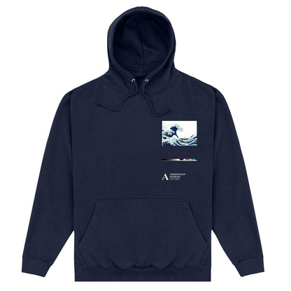 Navy Blue - Front - Ashmolean Museum Unisex Adult Wave Hoodie