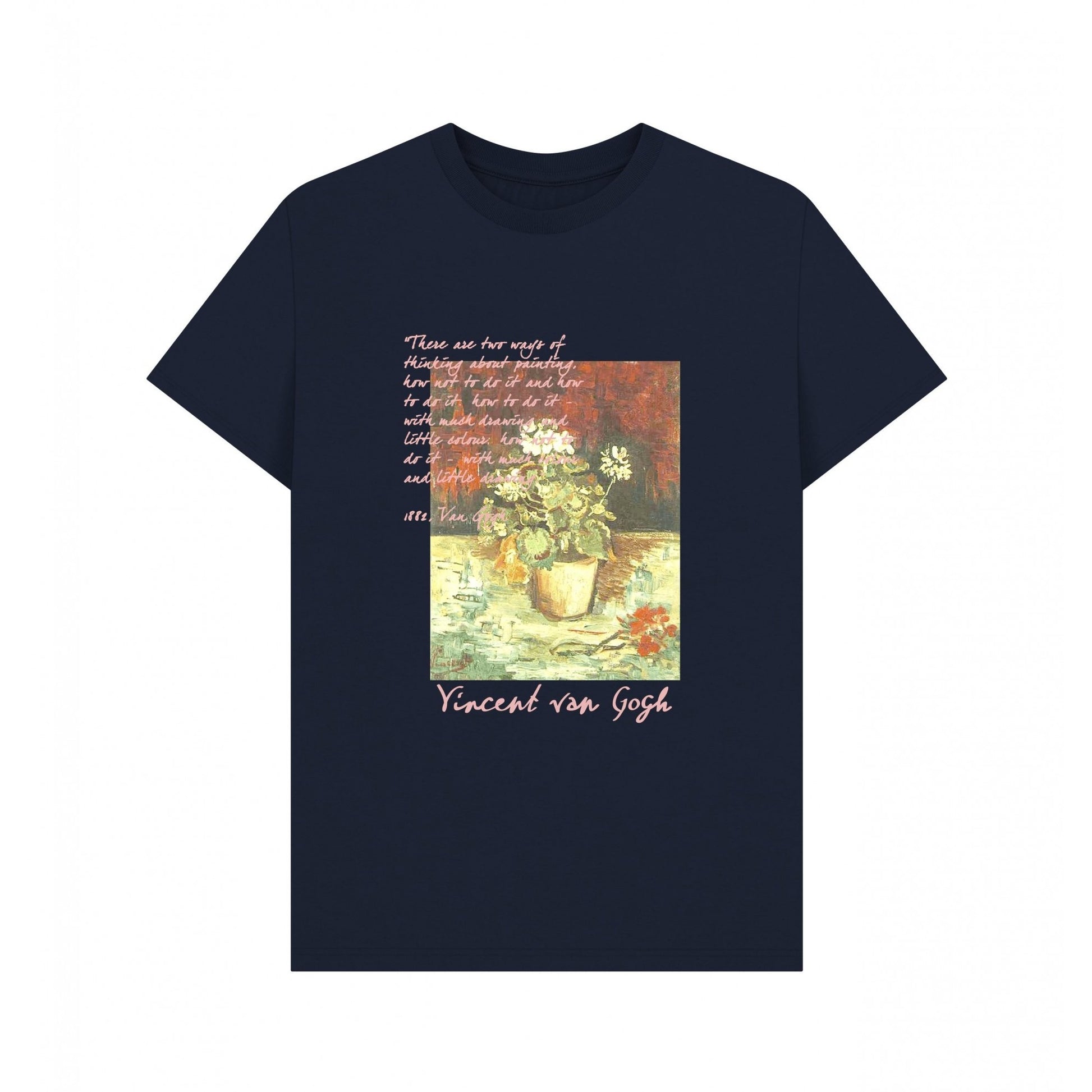 Navy Blue - Front - Apoh Unisex Adult Geranium Vincent Van Gogh T-Shirt