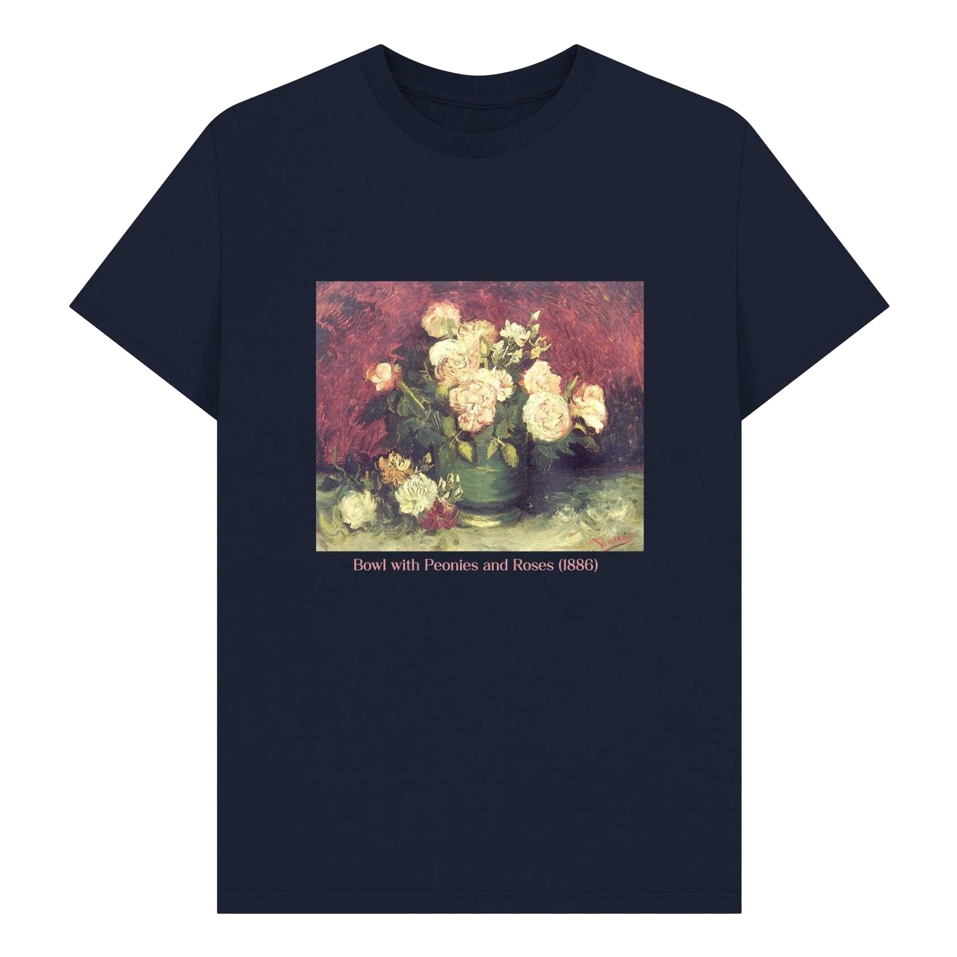 Navy Blue - Front - Apoh Unisex Adult Peonies Vincent Van Gogh T-Shirt