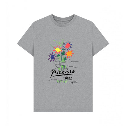 Athletic Grey - Back - Apoh Unisex Adult Flowers Picasso T-Shirt