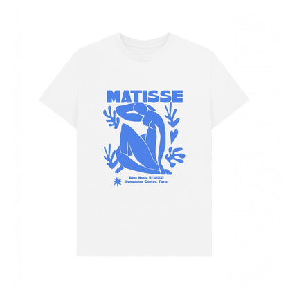 White - Front - Apoh Unisex Adult Blue Nude Matisse T-Shirt