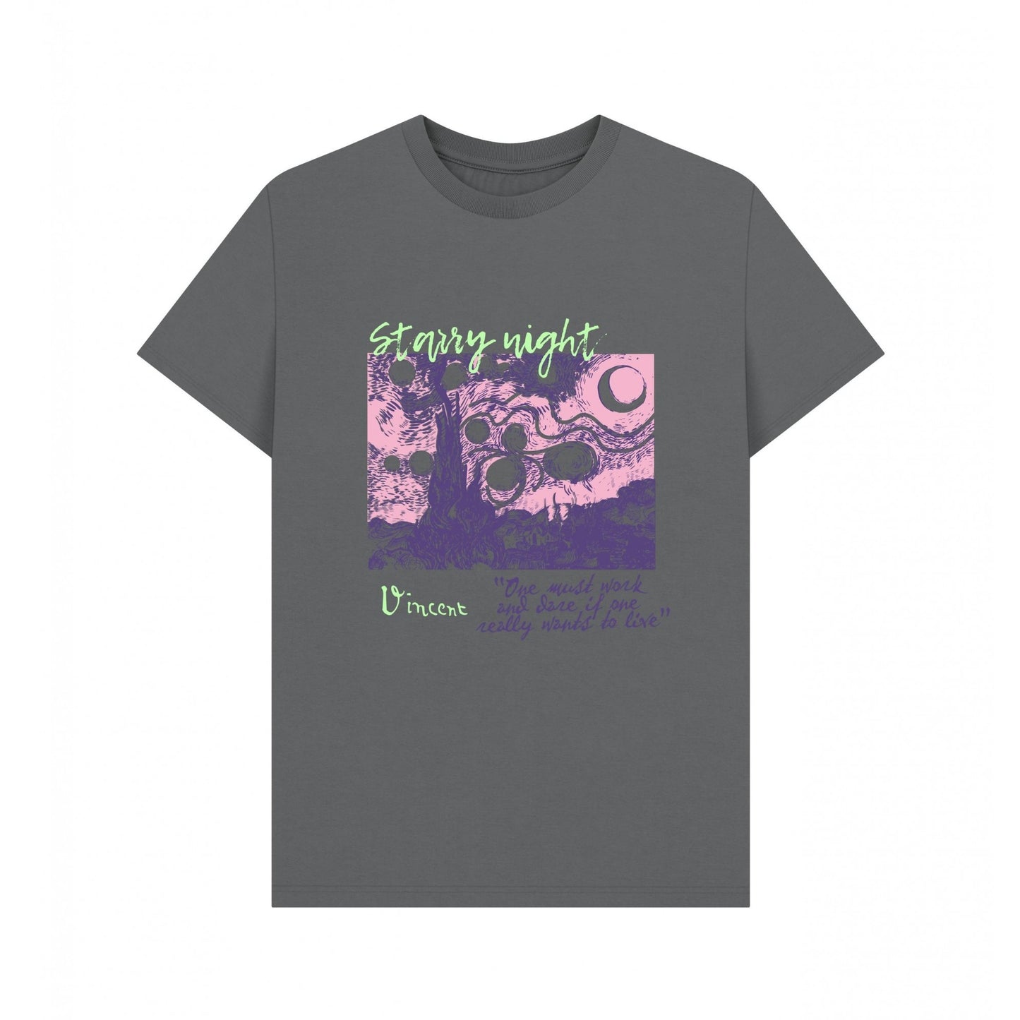 Slate Grey - Front - Apoh Unisex Adult Starry Night Vincent Van Gogh T-Shirt