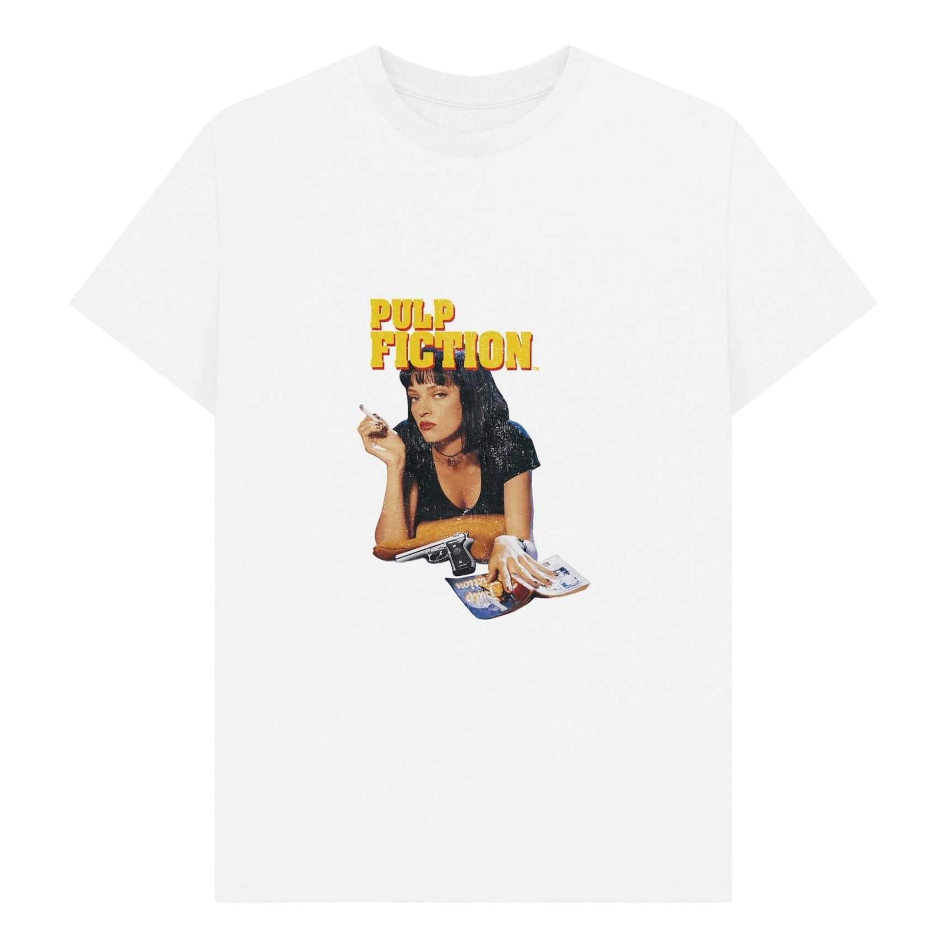 White - Front - Pulp Fiction Unisex Adult Mia Wallace Vintage T-Shirt