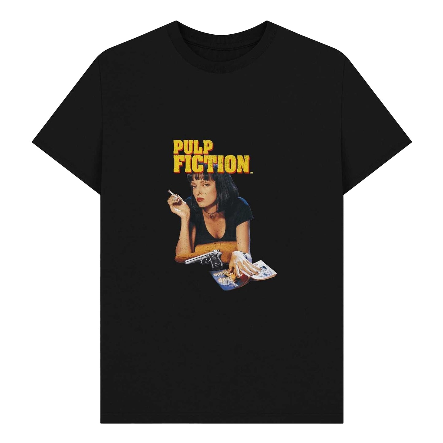 Black - Front - Pulp Fiction Unisex Adult Mia Wallace Vintage T-Shirt