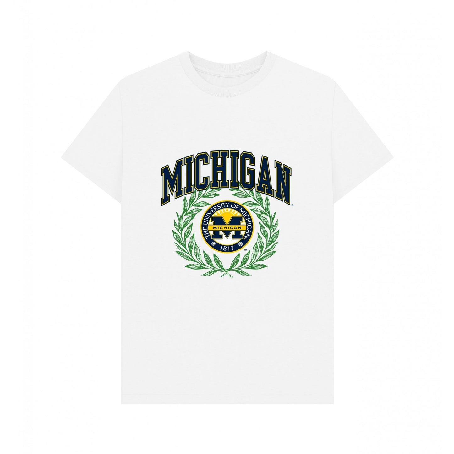 White - Front - Park Fields Unisex Adult Wreath University of Michigan T-Shirt
