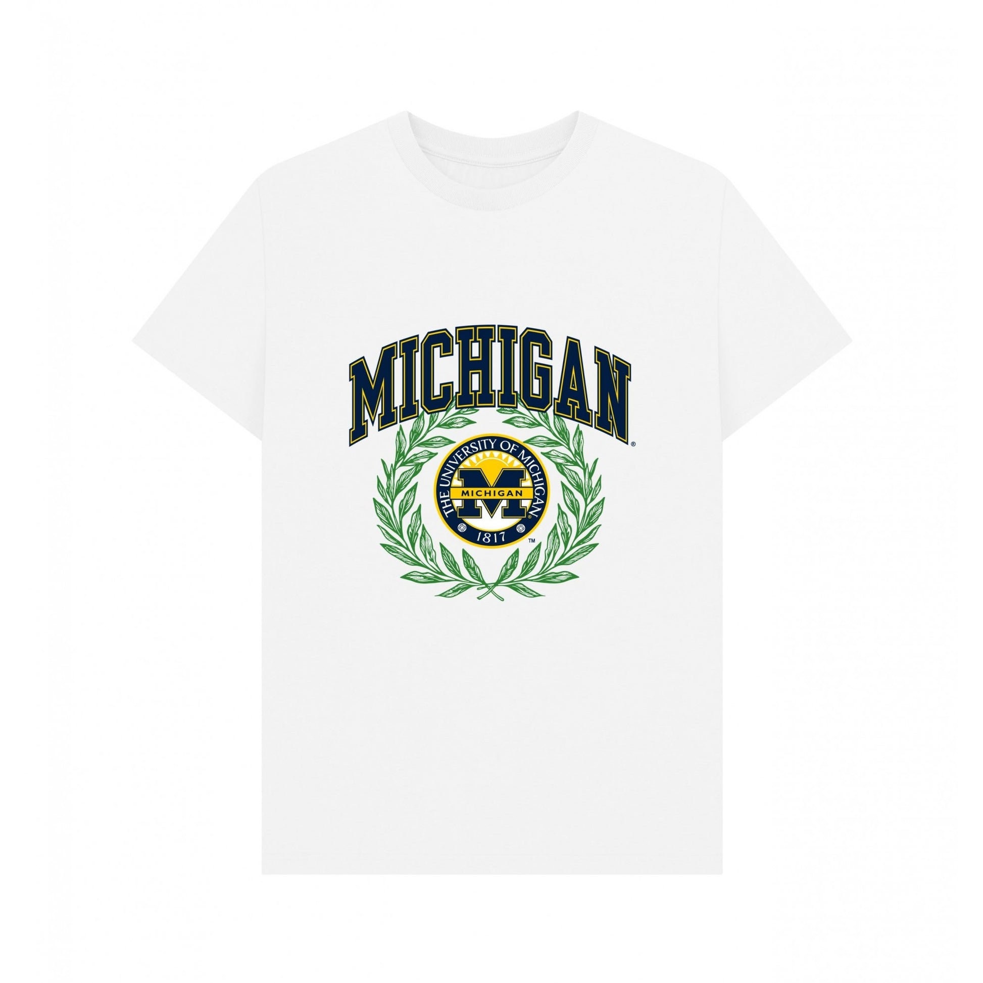 White - Front - Park Fields Unisex Adult Wreath University of Michigan T-Shirt