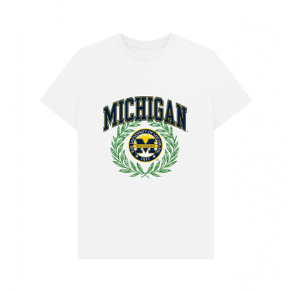 White - Front - Park Fields Unisex Adult Wreath University of Michigan T-Shirt