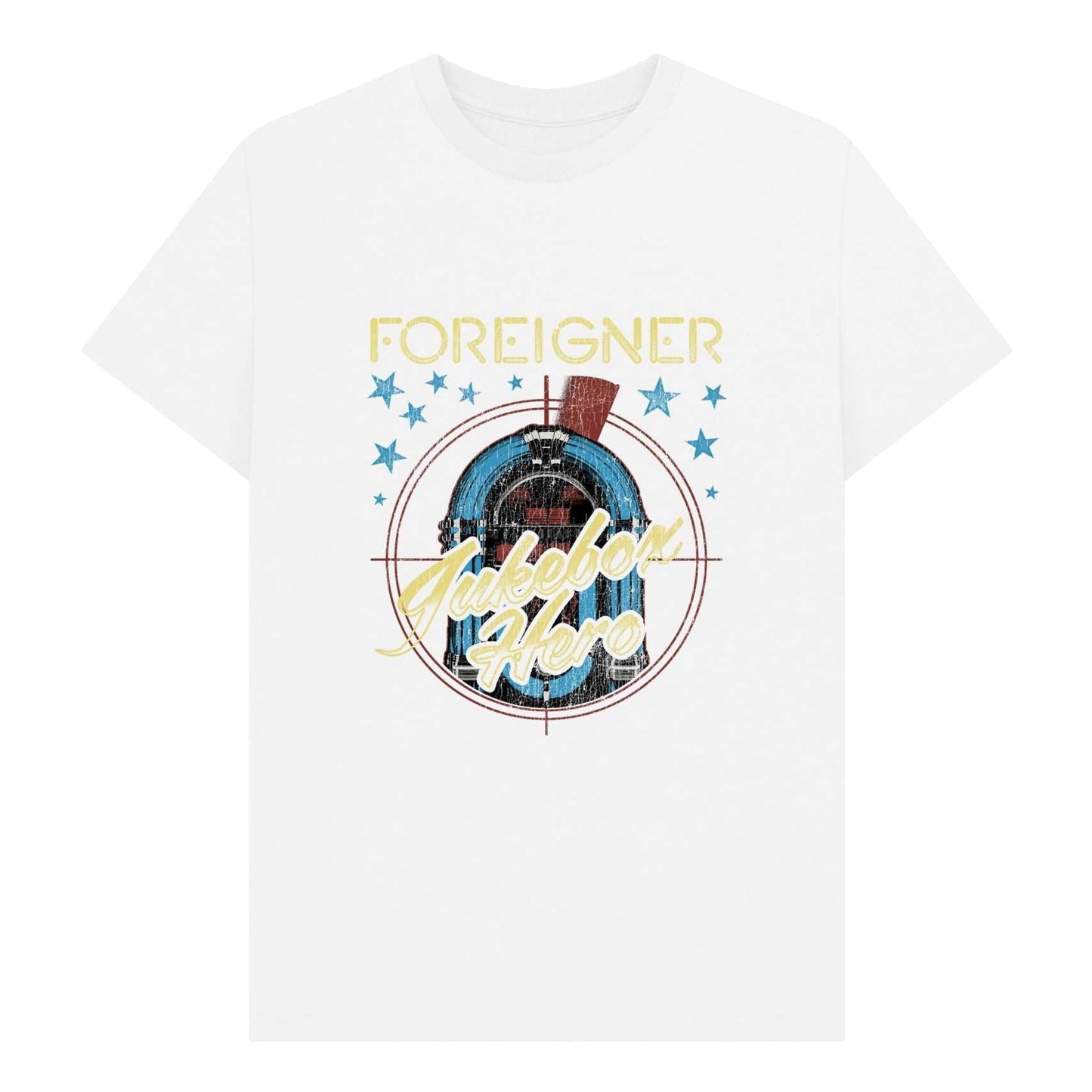 White - Front - Foreigner Unisex Adult Jukebox Graphic T-Shirt
