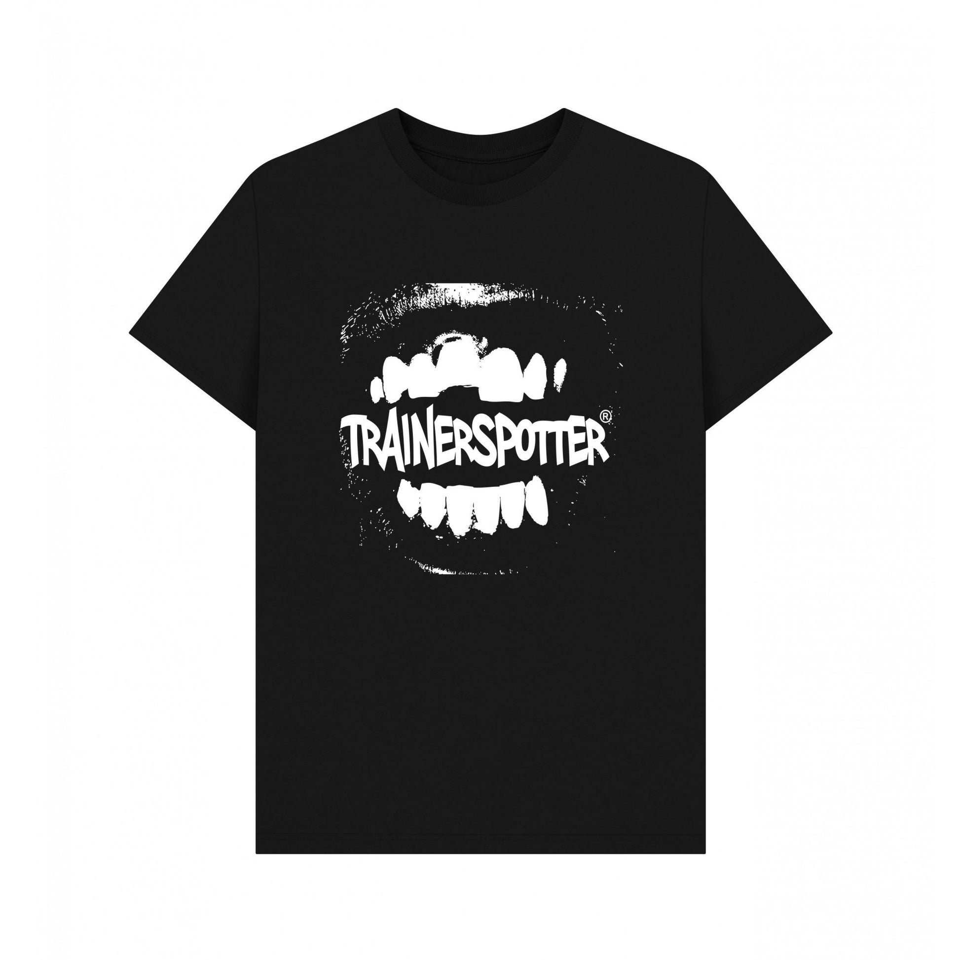 Black - Front - Trainer Spotter Unisex Adult Mouth T-Shirt