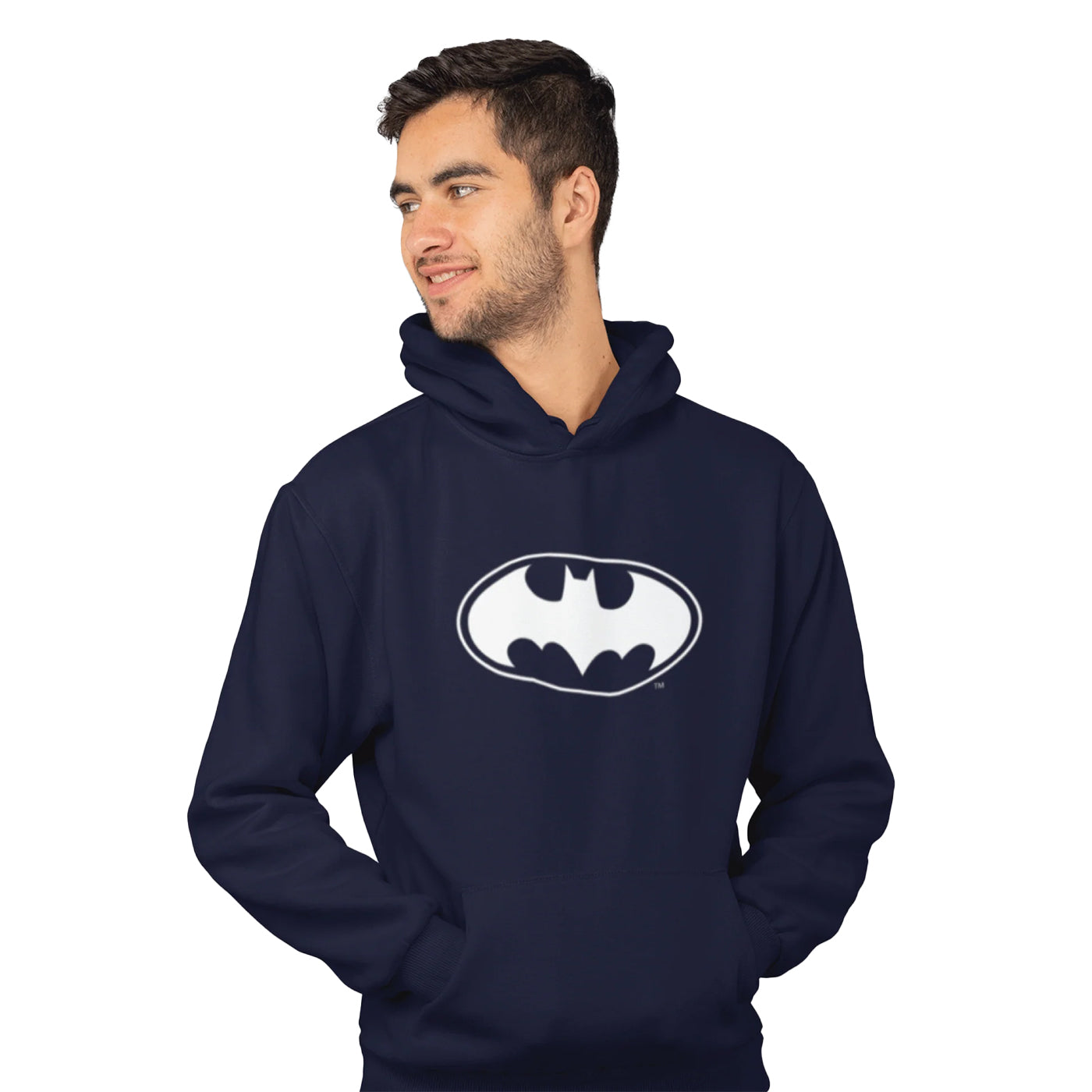 Navy Blue - Back - Batman Unisex Adult Monochrome Logo Hoodie