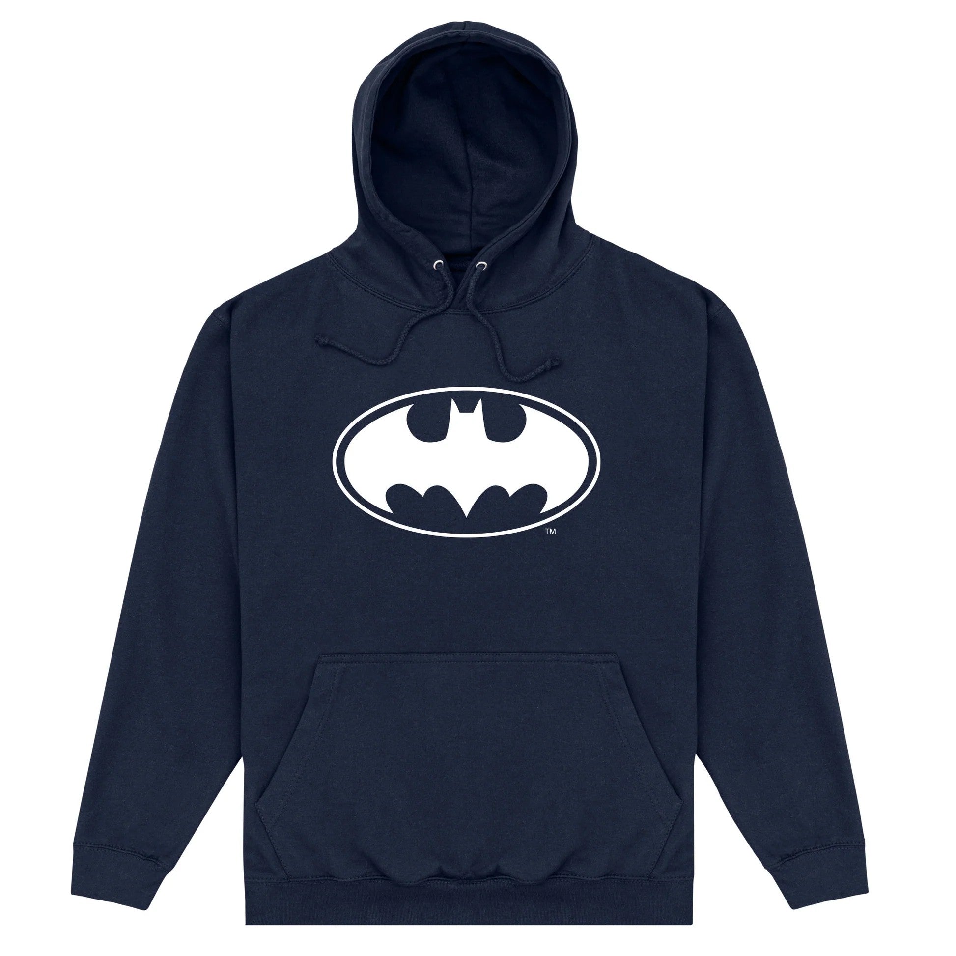 Navy Blue - Front - Batman Unisex Adult Monochrome Logo Hoodie
