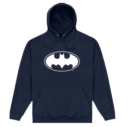 Navy Blue - Front - Batman Unisex Adult Monochrome Logo Hoodie