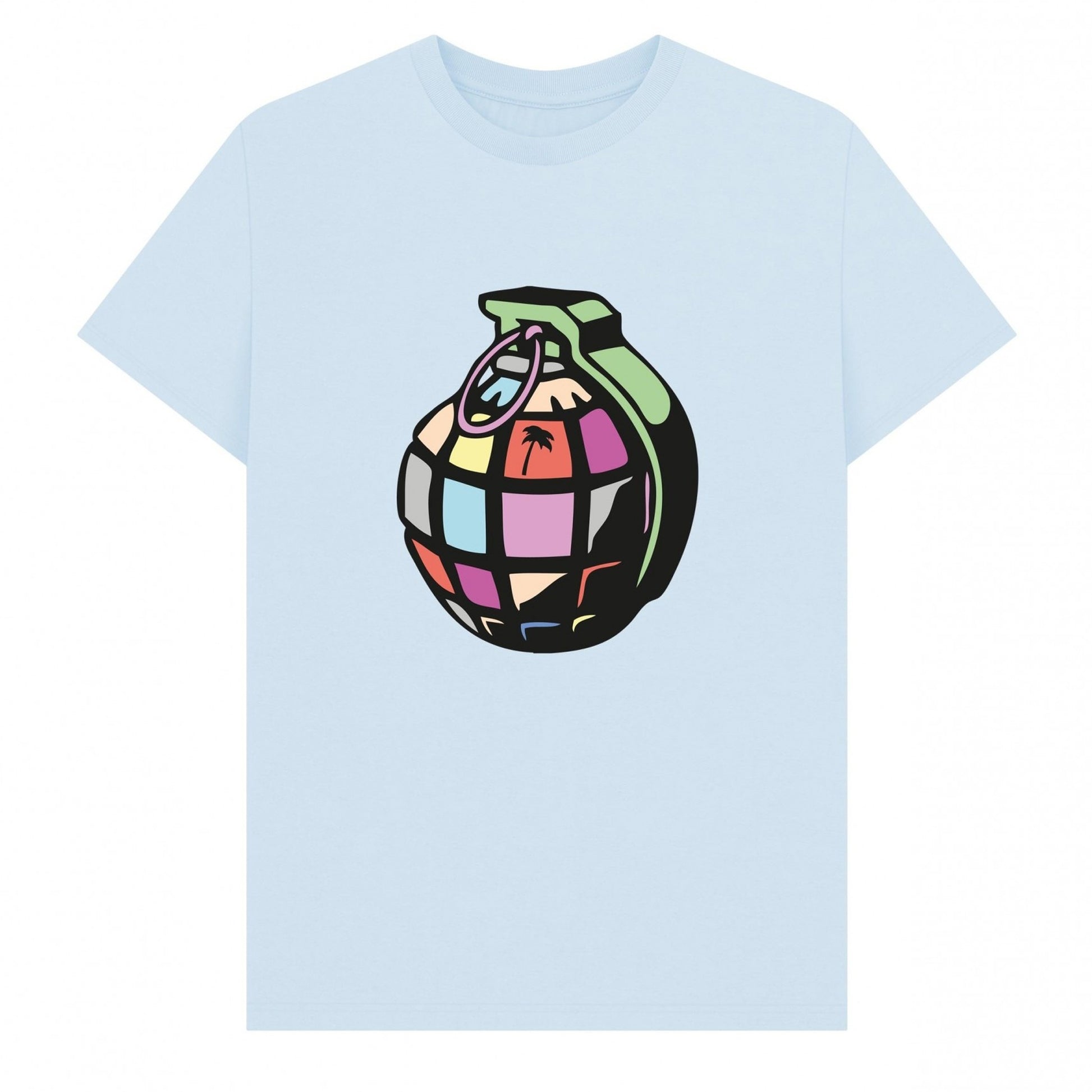 Sky Blue - Front - Trainer Spotter Unisex Adult Grenade T-Shirt