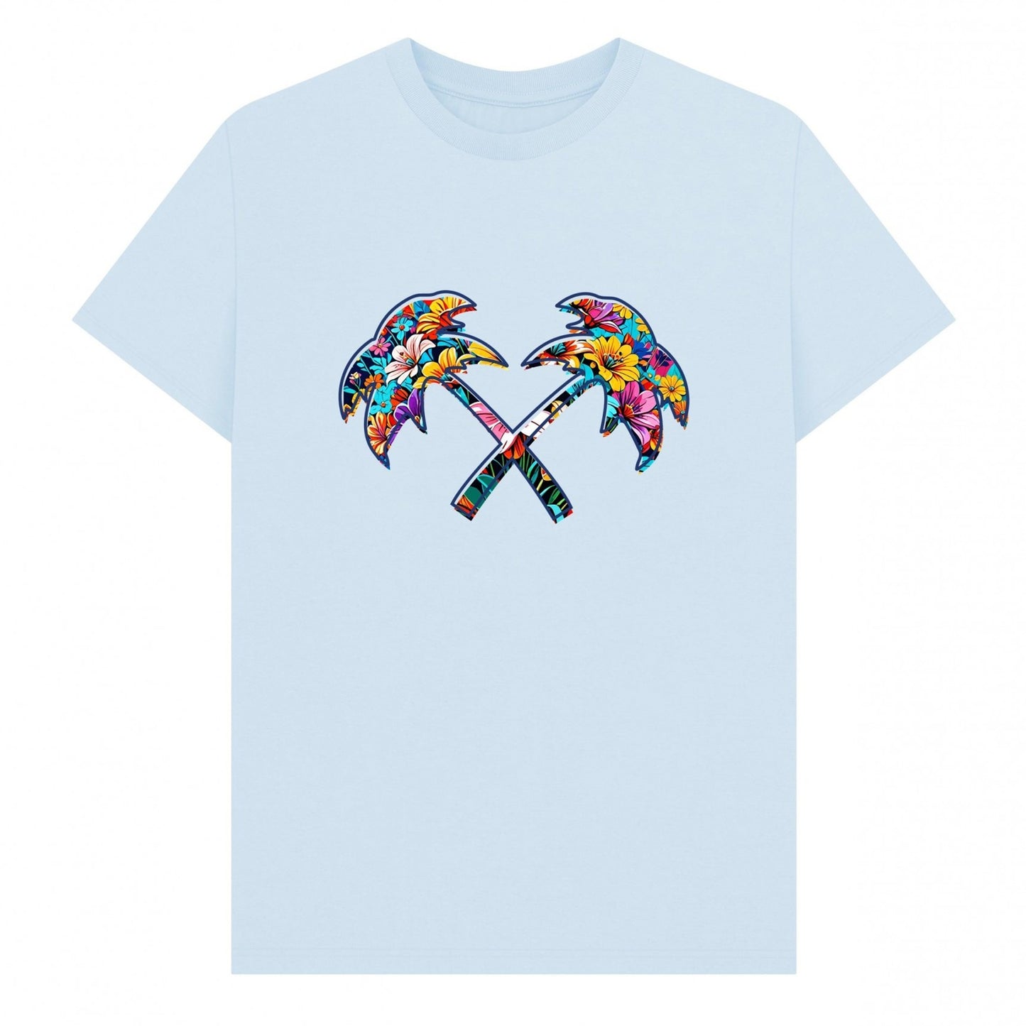 Sky Blue - Front - Trainer Spotter Unisex Adult Cross Palm Flowers T-Shirt