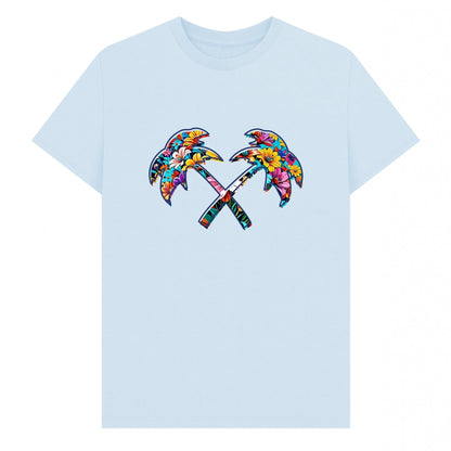 Sky Blue - Front - Trainer Spotter Unisex Adult Cross Palm Flowers T-Shirt