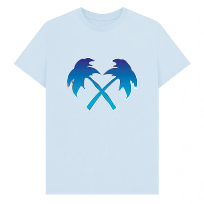 Sky Blue - Front - Trainer Spotter Unisex Adult Fade Cross Palms T-Shirt