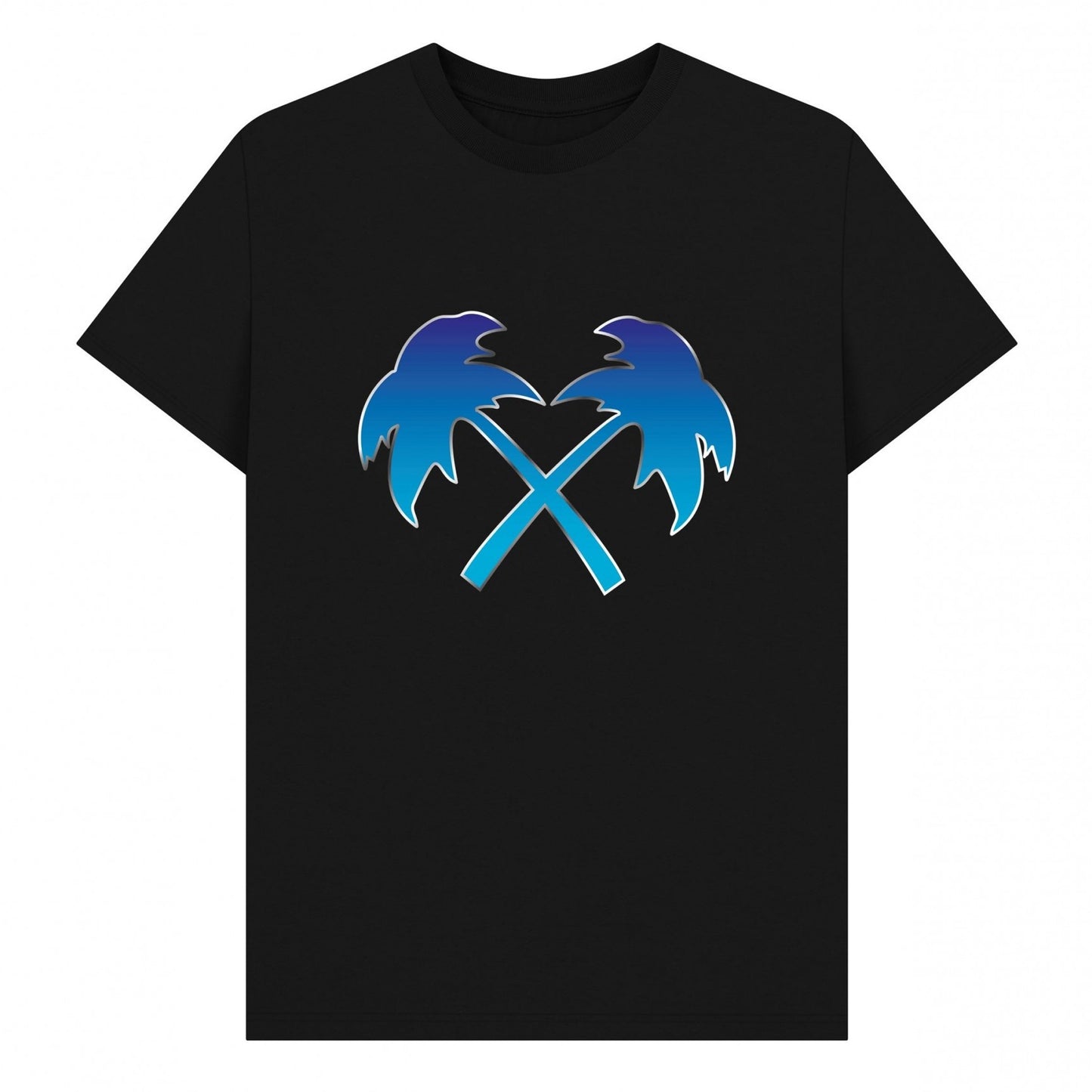 Black - Front - Trainer Spotter Unisex Adult Fade Cross Palms T-Shirt