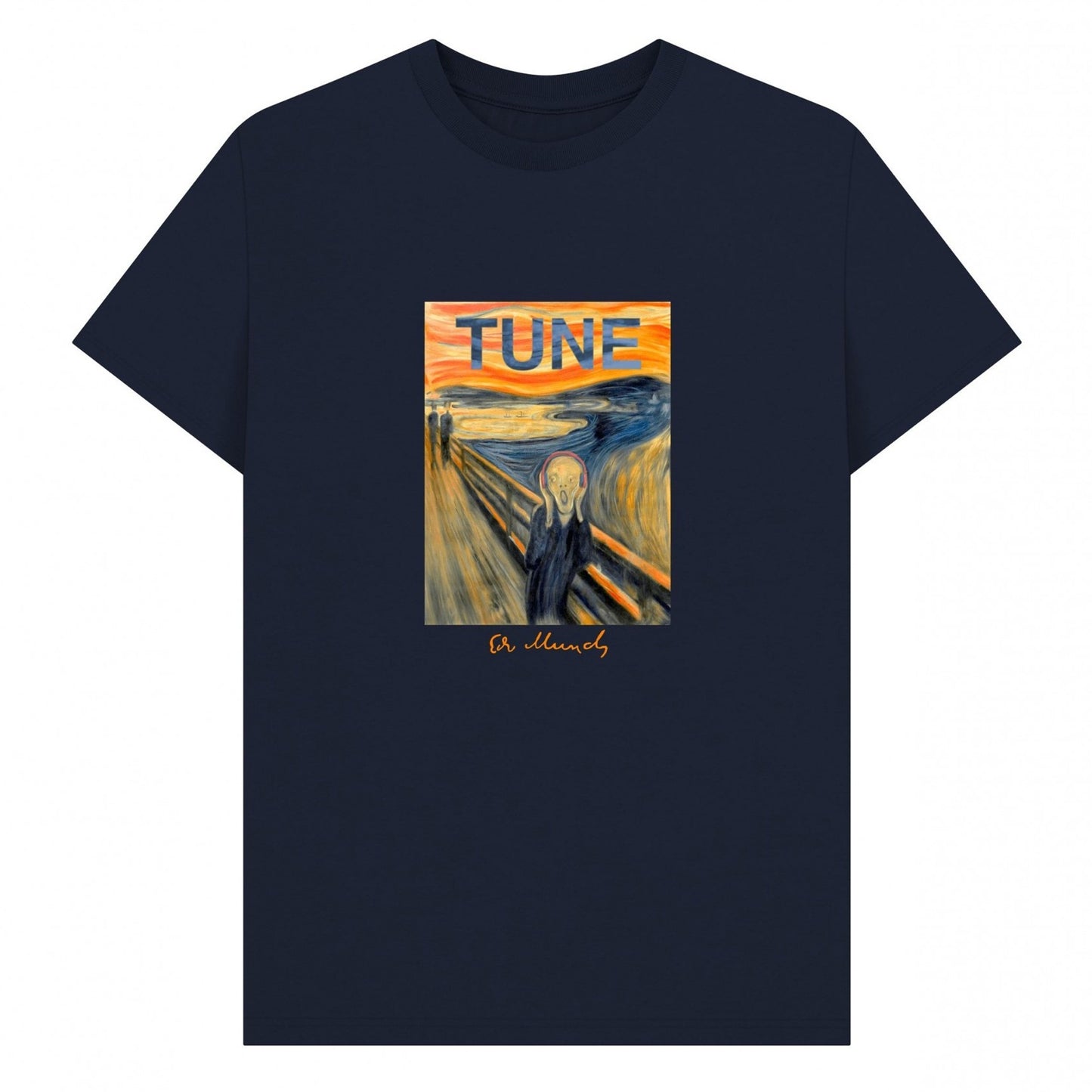 Navy Blue - Front - Apoh Unisex Adult Munch Scream Tune Edvard Munch T-Shirt