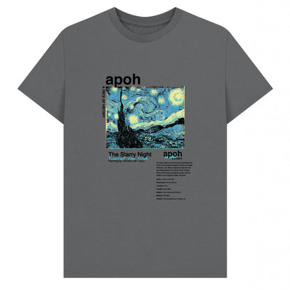 Slate Grey - Front - Apoh Unisex Adult Starry Night Text Vincent Van Gogh T-Shirt