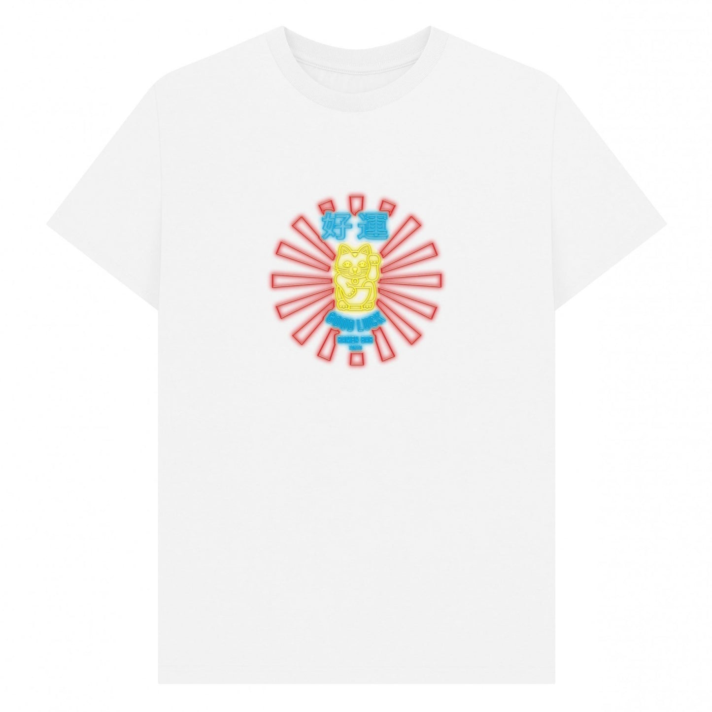 White - Front - TORC Unisex Adult Neon Lucky Cat Ramen T-Shirt