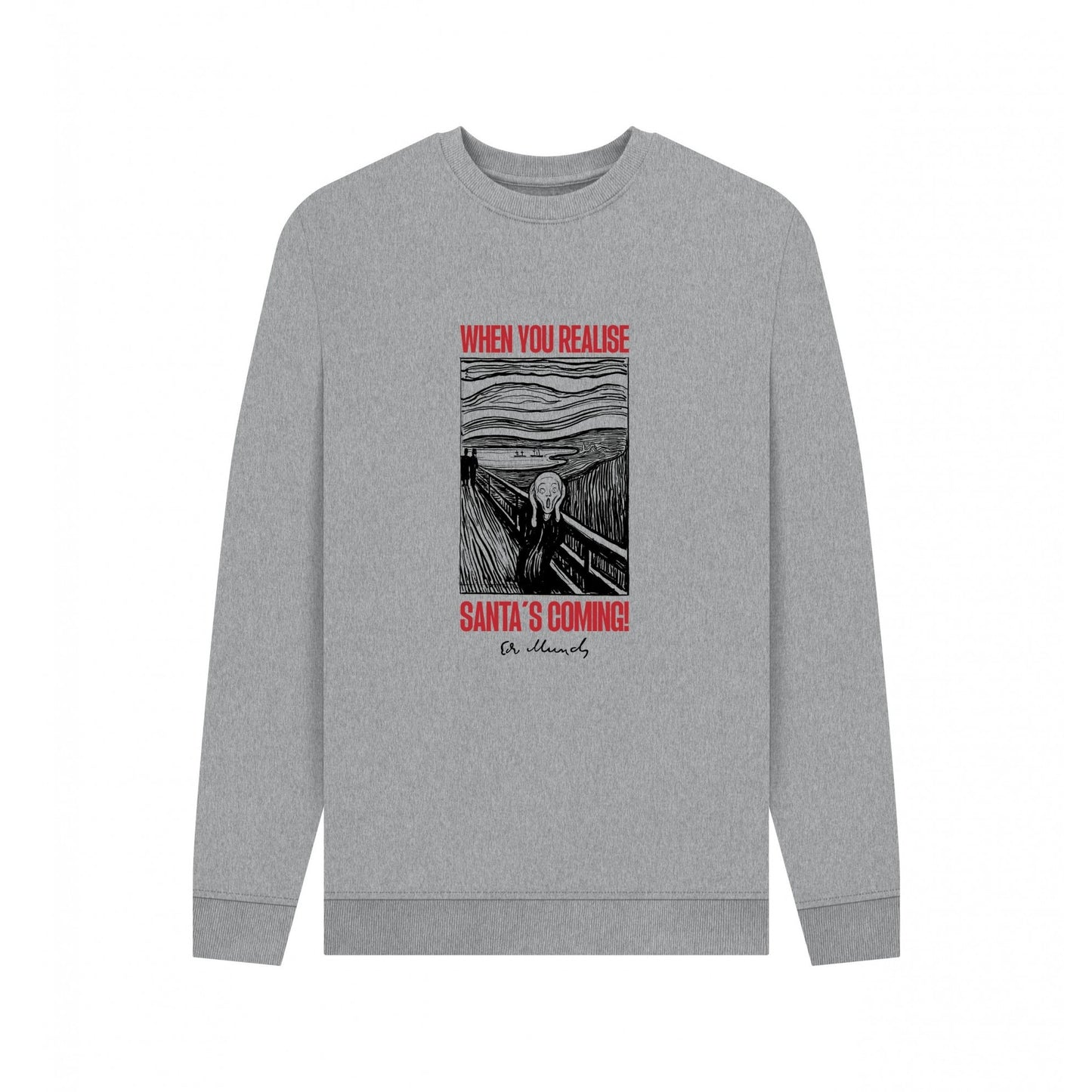 Light Heather - Front - Apoh Unisex Adult Munch Santa´s Coming Sweatshirt