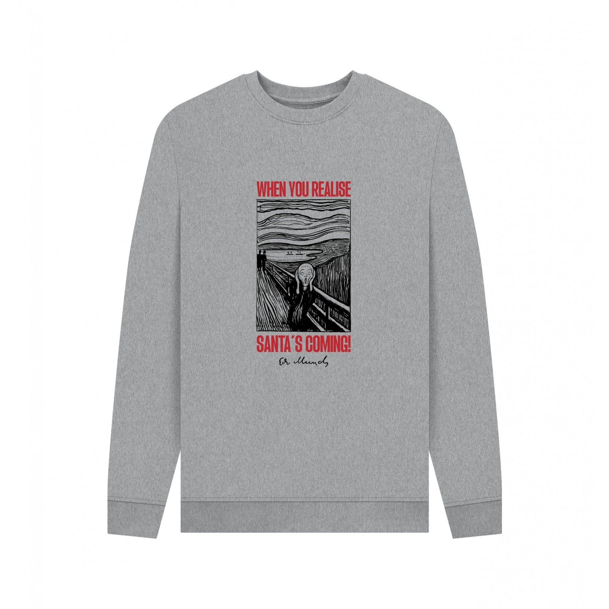 Light Heather - Front - Apoh Unisex Adult Munch Santa´s Coming Sweatshirt